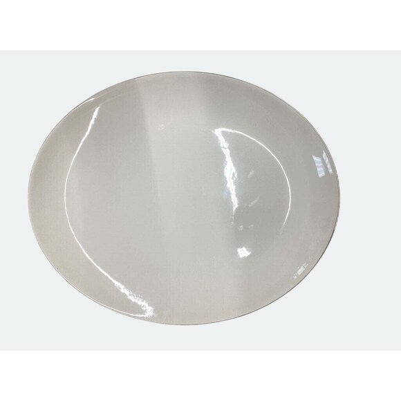 Large Silver Trimmed Oval Serving Platter Plate 13.5" x 11" - Picture 2 of 5